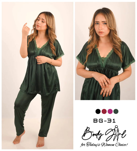 Body Girl 2-Pieces V-Neck Nightwear For Girls & Women Free Size