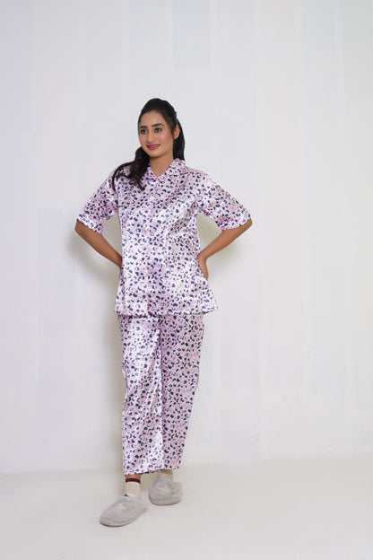 Body Girl Elegant 2-Piece Printed Pajama Shirt Set – Comfortable & Stylish Sleepwear