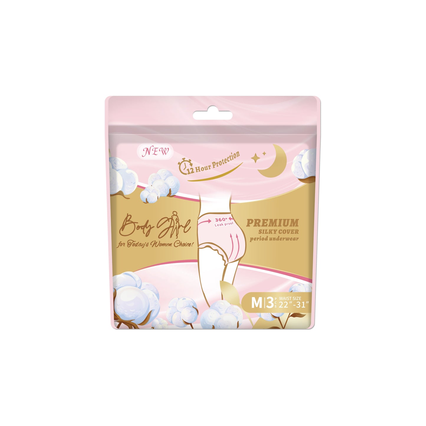 Body Girl Premium Silky Cover Period Underwear – 12 Hour Protection | M, L, XL