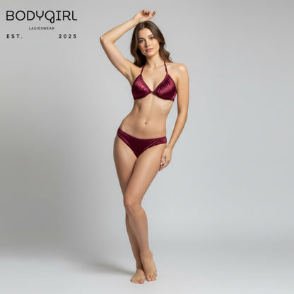 BodyGirl Luxe Satin 3-Piece Lingerie & Gown Set | Silk-Feel Bra, Panty & Robe Nightwear (5 Colors)