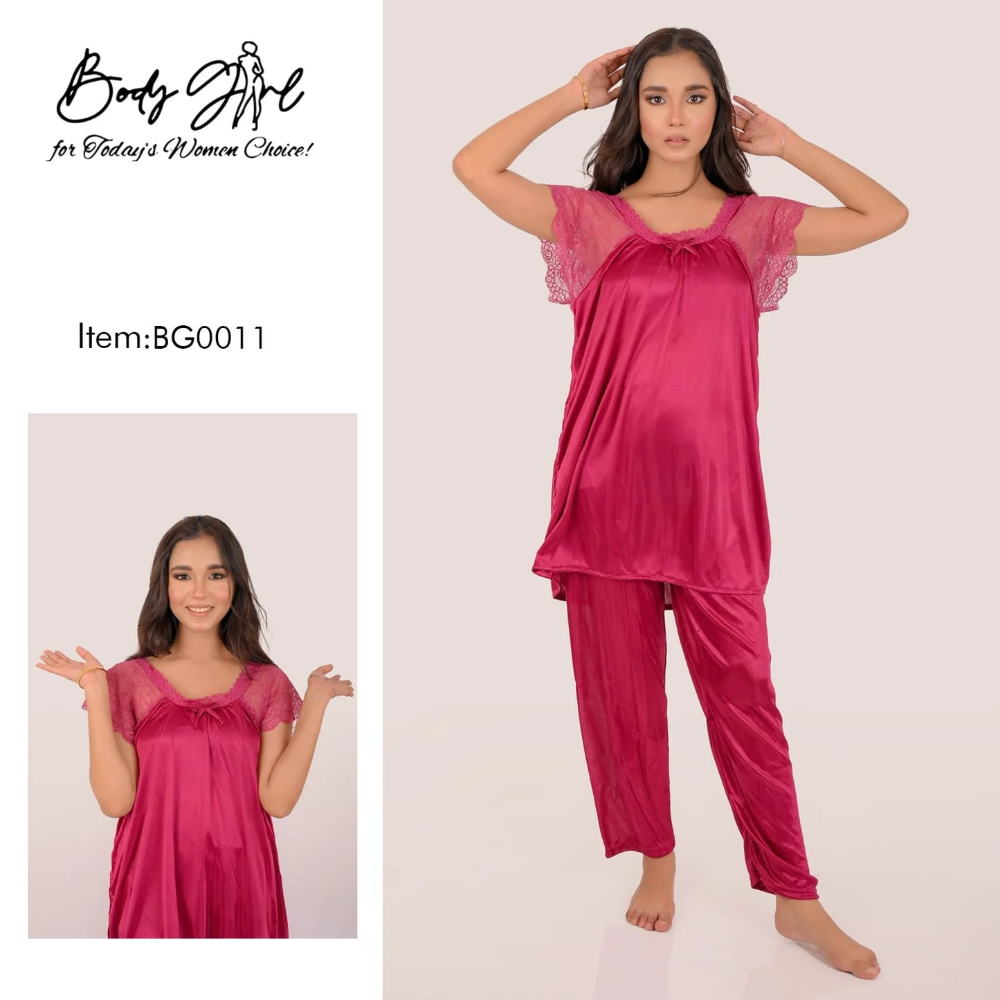 Body Girl 2 Pieces Bridal Silk Nightwear For Girls & Women