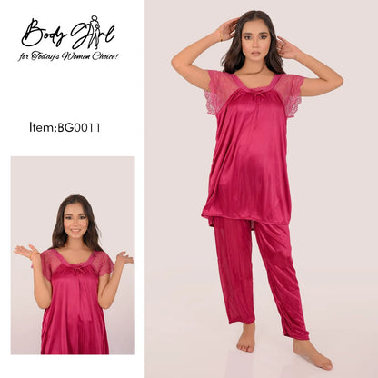 Body Girl 2 Pieces Bridal Silk Nightwear For Girls & Women