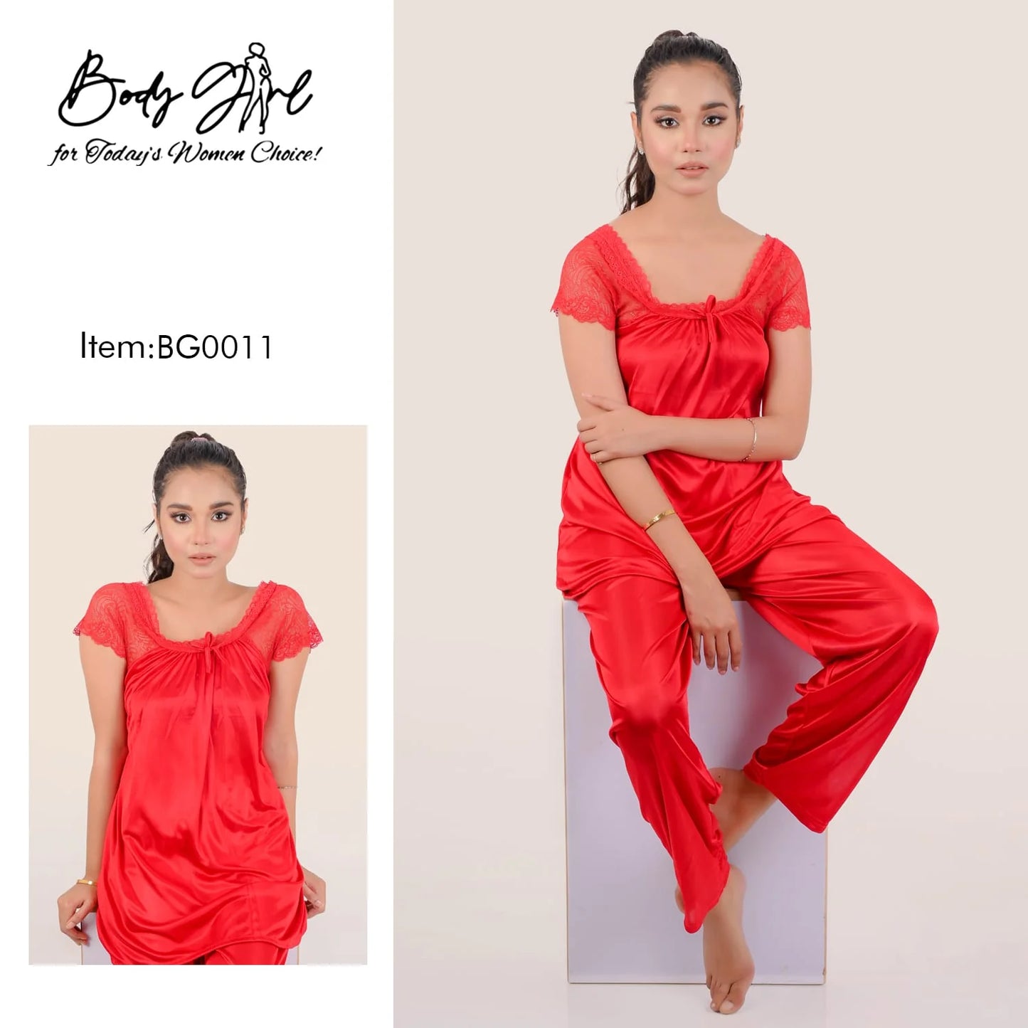 Body Girl 2 Pieces Bridal Silk Nightwear For Girls & Women