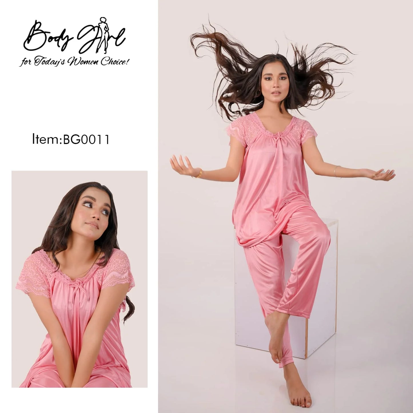 Body Girl 2 Pieces Bridal Silk Nightwear For Girls & Women