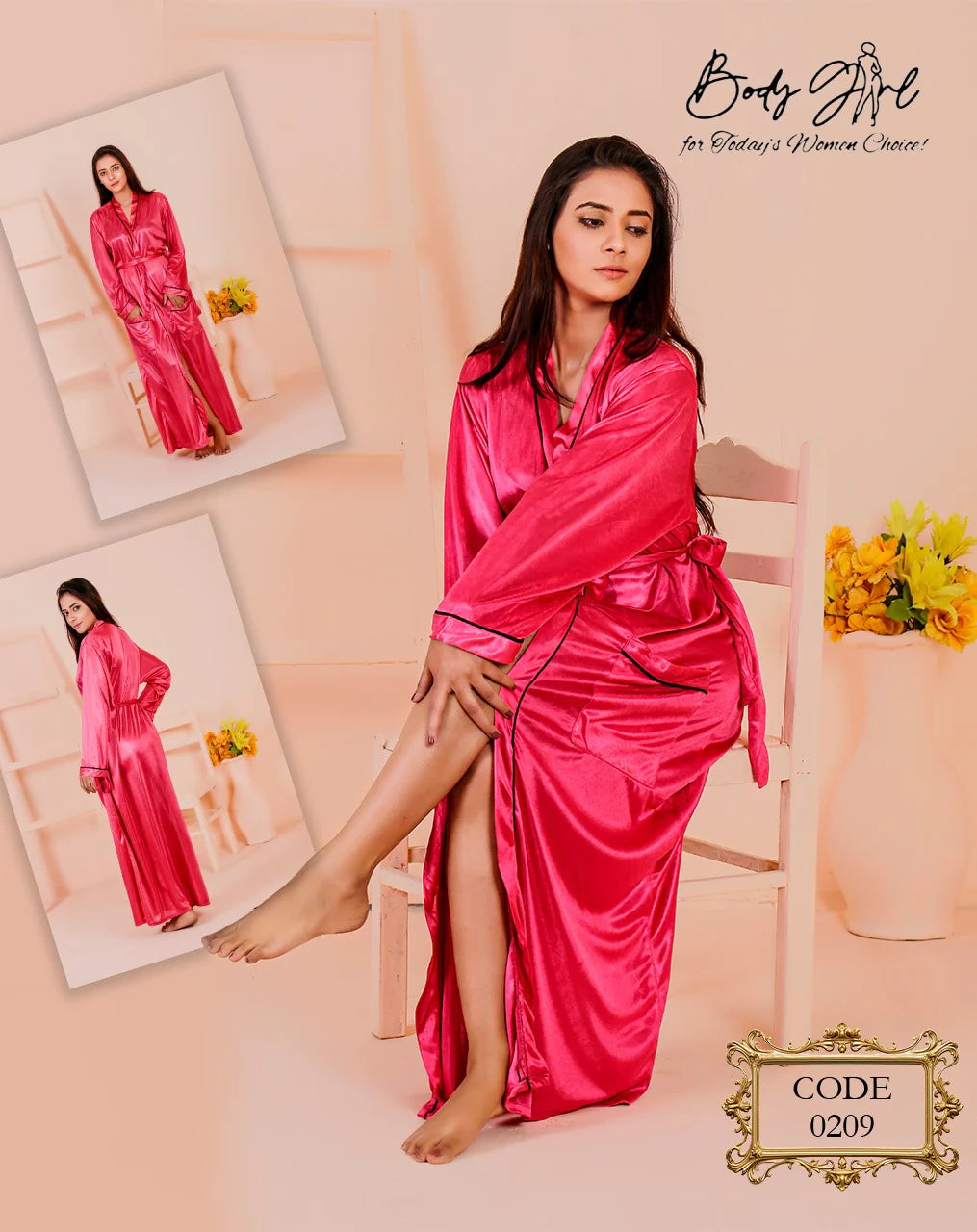 Body Girl 1-Pieces Long Gown Nightwear For Girls & Women Free Size