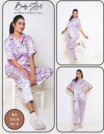 Body Girl Elegant 2-Piece Printed Pajama Shirt Set – Comfortable & Stylish Sleepwear