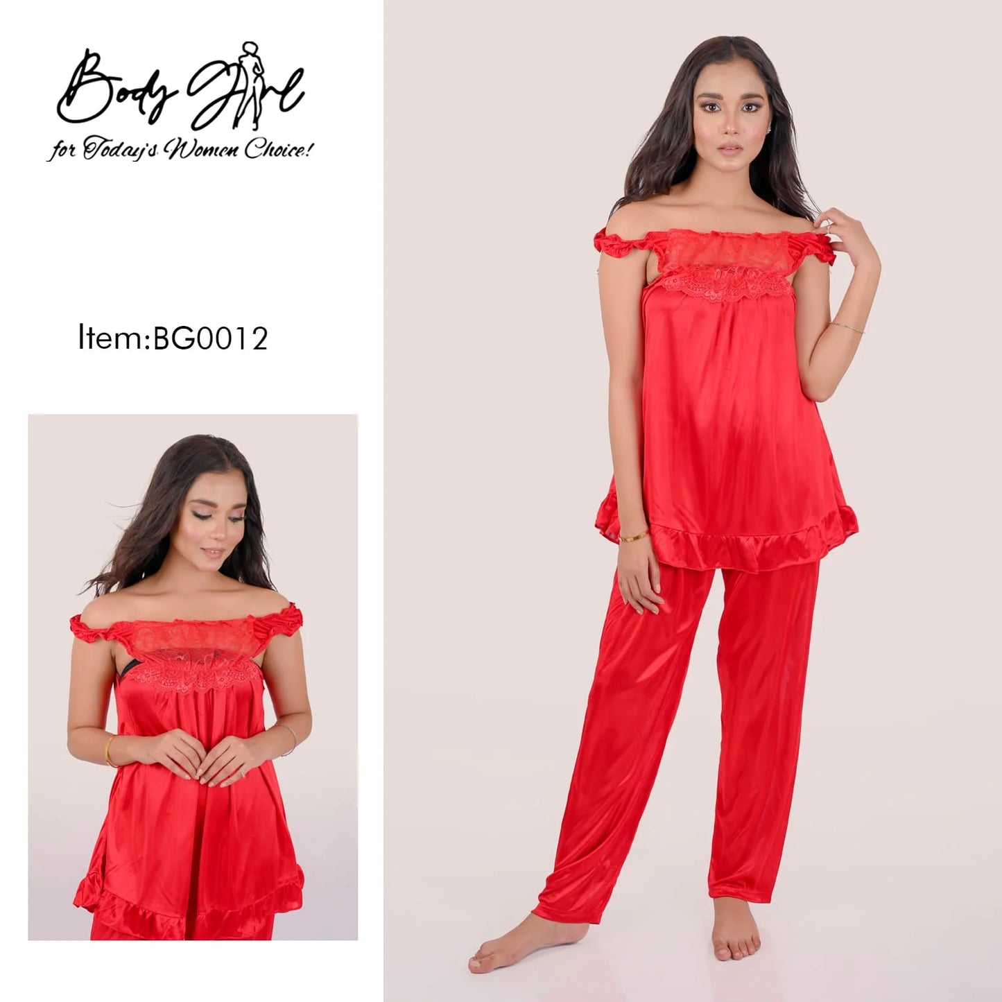 Body Girl 2 Pieces Bridal Silk Nightwear For Girls & Women