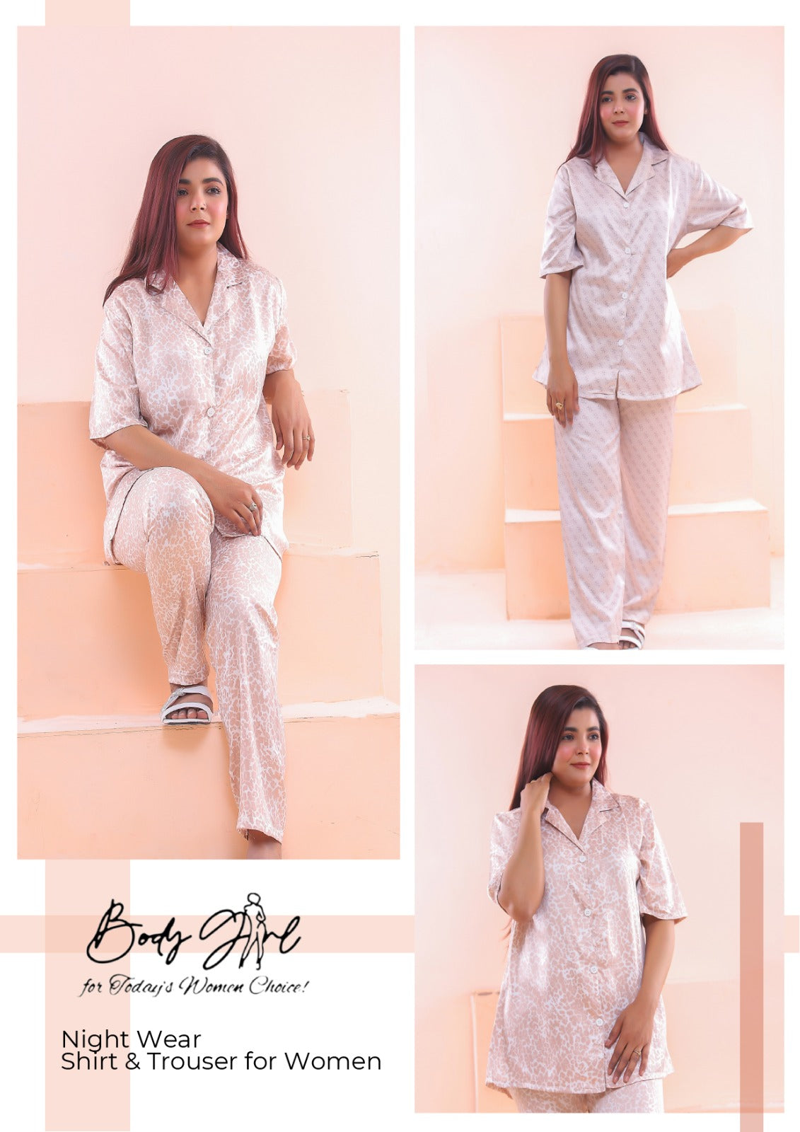 Body Girl Shirt & Trouser Night Wear For Girls & Women Free Size