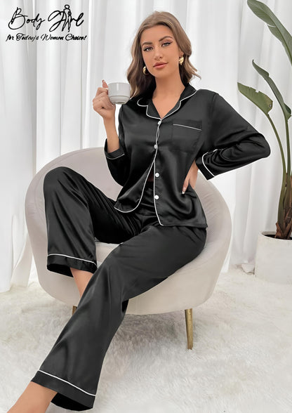 Body Girl Luxury Satin Silk Pajama Set – Soft & Comfortable Sleepwear for Women