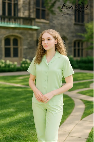 Body Girl Premium Mint Green Linen Pajama Set – Soft, Elegant & Comfortable Women’s Nightwear